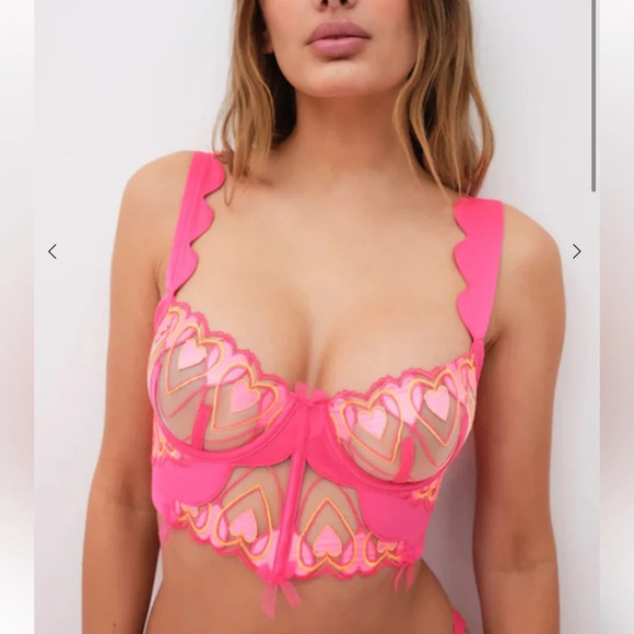 For Love And Lemons Other - New! For love as lemons graphic hearts bustier bra pink 10124